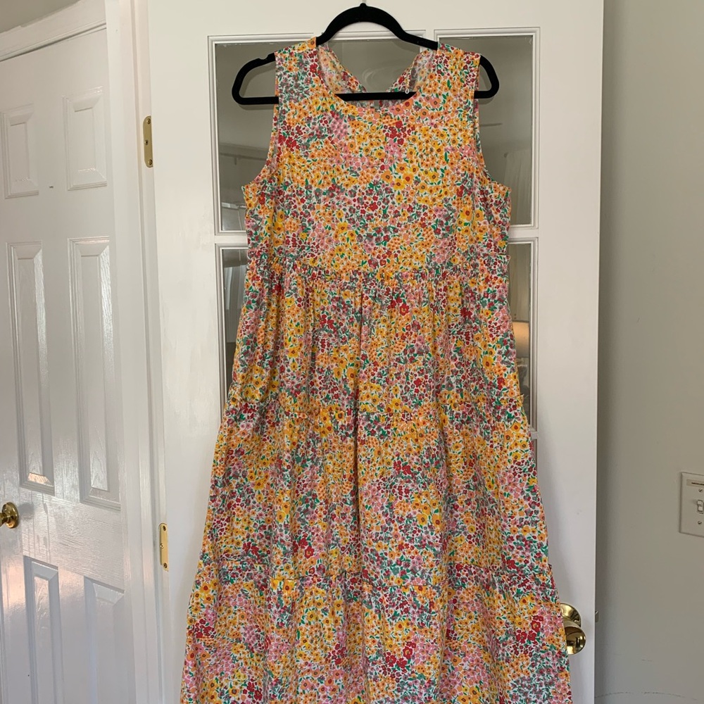 J.crew factory 100% cotton womens Floral Multicolor sleeveless dress size 12